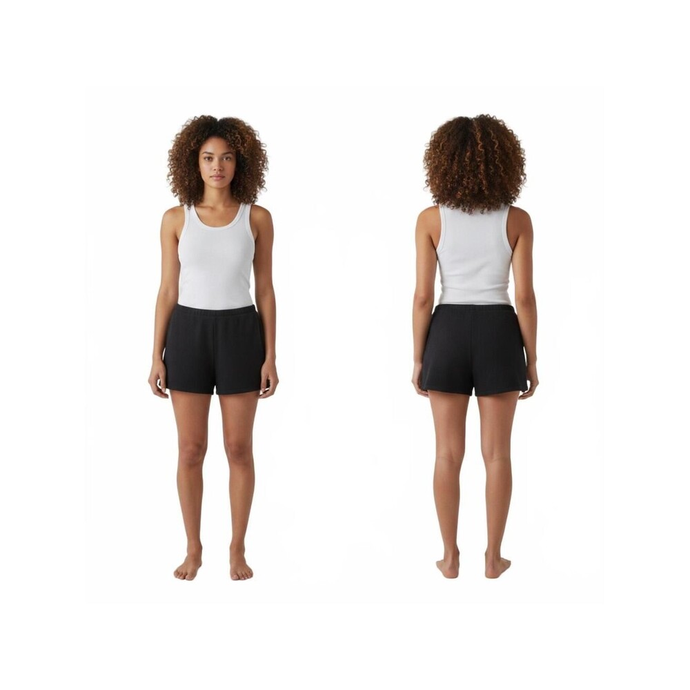 Short Pant Ribbed Comfy Casual Black